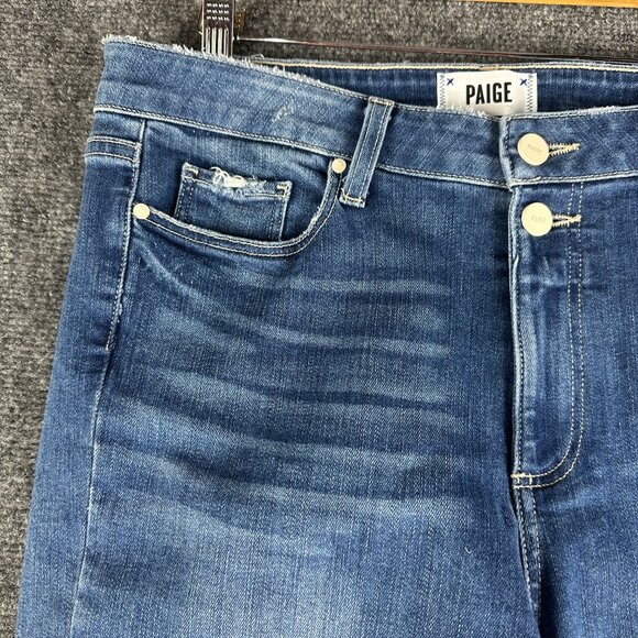PAIGE Jeans Womens 31 Hoxton Ankle Cotton Stretch Medium Wash Raw Hems Pockets - Picture 4 of 11